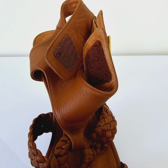 Chie Mihara Braided Ankle T Strap Leather Sandals Tan Brown Women's Size 38 8 - Picture 8 of 9